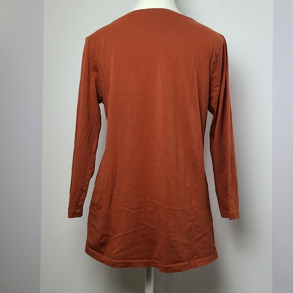 J. Crew Brown Scoop Neck Pleated A-Line Long Sleeve Blouse Medium - Picture 2 of 6